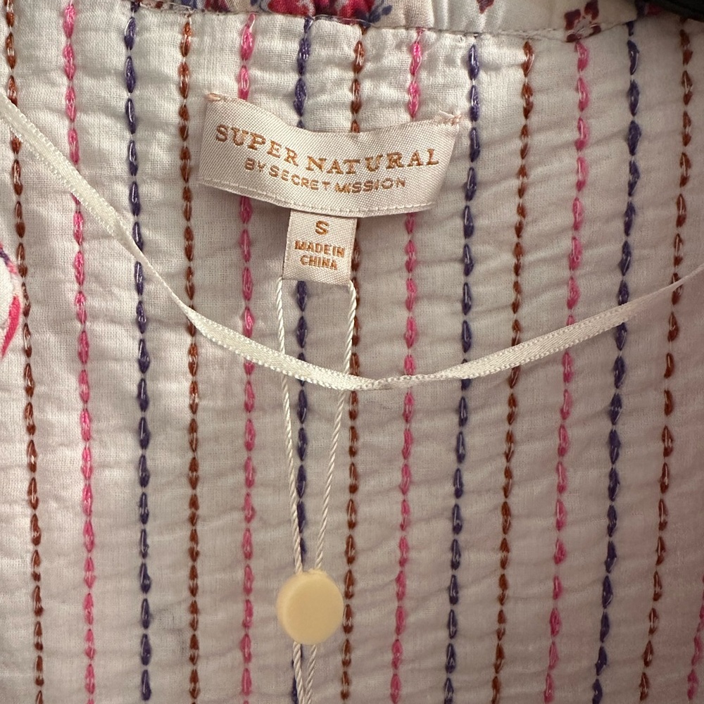 SUPER NATURAL By SECRET MISSION Women's Pink and Blue Patterned Top. So Unique - Picture 3 of 7